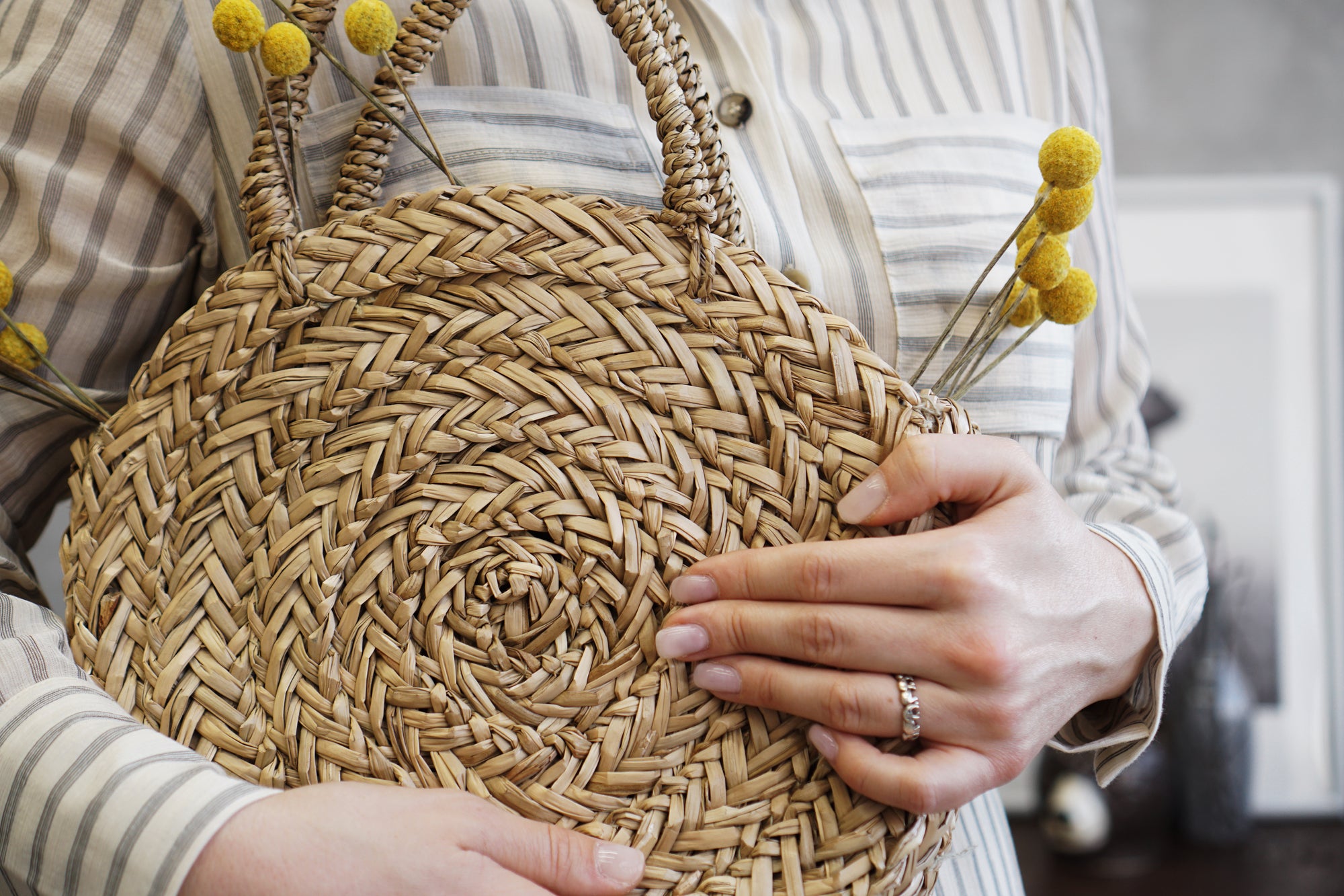 ZARA Raffia Woven Round Rattan Natural Straw Boho Crossbody