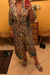 Boho Kimono Robe – “Mariana in Blue” Beach Cover-Up for Women