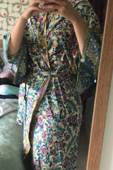 Boho Kimono Robe – “Mariana in Blue” Beach Cover-Up for Women