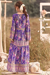 Boho Maxi Dress – “Savanna in Purple” Flowy Gown for Women