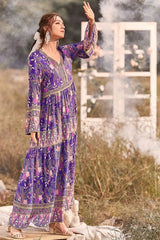 Boho Maxi Dress – “Savanna in Purple” Flowy Gown for Women