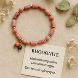 Boho Bracelet, Stretchy Bracelet, Pink and Blue Rhodonite