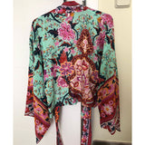 Kimono Robe – “Maribel” Boho Short Cover-Up in Peony Pink Floral