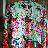 Kimono Robe – “Maribel” Boho Short Cover-Up in Peony Pink Floral