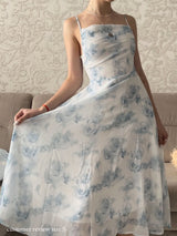 Vintage Dress - Boho Maxi Dress - Floral Print French Women Dress - Summer Strappy Dress Eloise