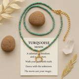 Boho Necklace, Seed Beads Gold Horn Evil Eye Heart Pendant