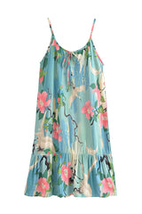 Boho Midi Dress, Sundress, Zaynab Green Lotus