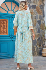 Boho Robe, Kimono Robe, Beach Cover up, Grass Green Flower