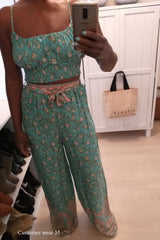 Bohemian Palazzo Pants – Meadow Mint Green Flowy Boho Hippie Pants