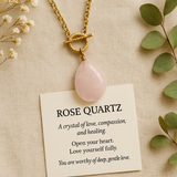 Boho Necklace, Lariat Rose Quartz