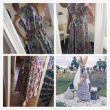 Boho Sundress – “Bird Flower in Red” Lightweight Maxi Dress for Summer Days