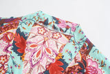 Boho Short Robe – “Peony” Green Floral Kimono Beach Cover-Up for Women