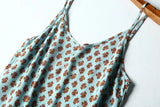 Boho Slip Maxi Dress – “Sundown Sage” Sleeveless Floral Dress in Green & Saffron