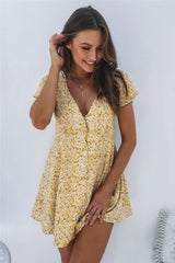 Boho Mini Dress – “Sage Bloom” Flowy Casual Dress for Women