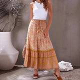 Boho Skirt, Hippie Skirts, Maxi Skirt, Crimson Fire Pink