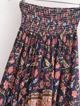 Boho Skirt, Hippie Skirts, Asymmetric Maxi Skirt, Indian Blue Floral