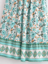 Boho Skirt, Hippie Skirts, Asymmetric Maxi Skirt, Indian Blue Floral