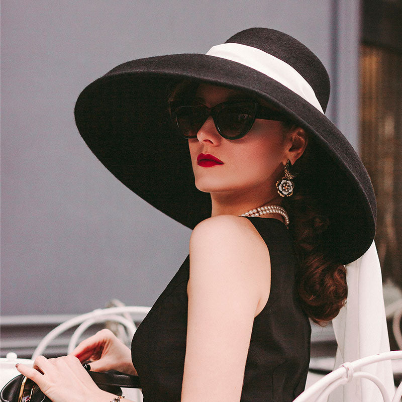 Vintage Black & White Wide Brim Floppy Straw Hat Vintage Royal Road Trading Co Nautical Straw Sun Hat, Updo  main image 2
