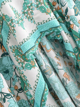 Boho Skirt, Hippie Skirts, Asymmetric Maxi Skirt, Indian Blue Floral