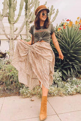 Boho Style Maxi Skirt – “Sahara Spots” High Waist Leopard Skirt for Women