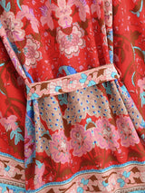 Boho Short Robe – “Sweet Vintage” Pink Floral Kimono Beach Cover-Up for Women