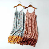 Boho Slip Maxi Dress – “Sundown Sage” Sleeveless Floral Dress in Green & Saffron