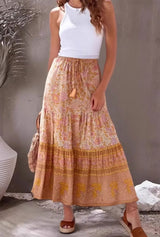 Boho Skirt, Hippie Skirts, Maxi Skirt, Crimson Fire Pink