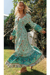 Boho Maxi Dress, Gown, Vacation in Pink and Saffron