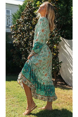 Boho Maxi Dress, Gown, Vacation in Pink and Saffron