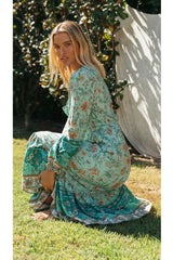 Boho Maxi Dress, Gown, Vacation in Pink and Saffron