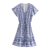 Boho Mini Dress – “Midnight Bloom” Button Front Floral Dress in Black & Pink