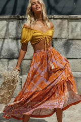 Boho Skirt, Hippie Skirts, Maxi Skirt, Calla in Orange