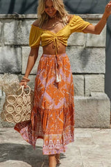 Boho Skirt, Hippie Skirts, Maxi Skirt, Calla in Orange