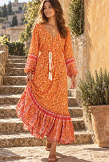 Vacation Pink and Saffron bohemian maxi dress — Wild Rose Boho editorial cover