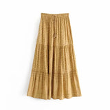 Boho Style Skirt – “Golden Dune” Mustard Maxi Skirt for Fall or Festival Looks