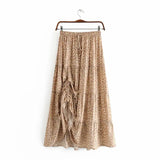 Boho Style Maxi Skirt – “Sahara Spots” High Waist Leopard Skirt for Women
