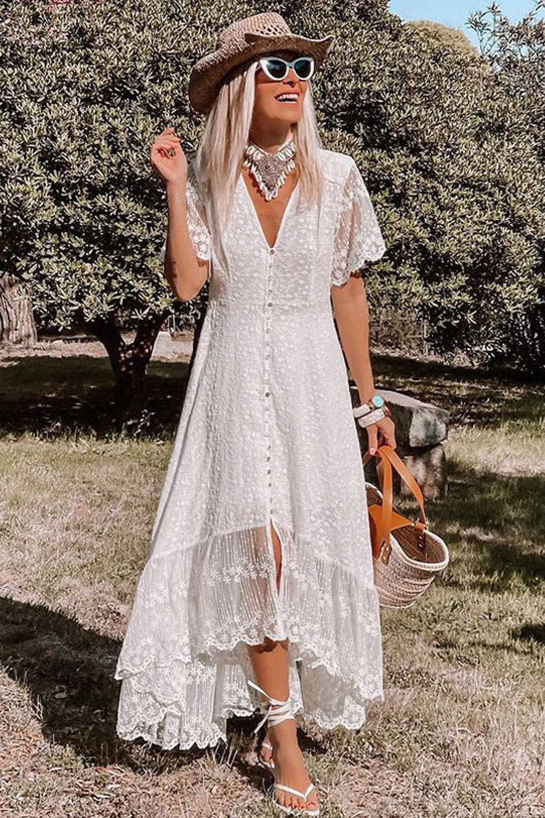 white boho maxi dress - Dress - Sundress - Lace Dress dangle Size:11-12Y (32) Ariat Men's Solid Twill