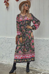 Gown Dress, Boho Maxi Dress, Loose Dress, Black Winter Pink Rosy
