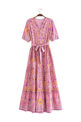 Maxi Dress - Boho Dress - Sundress - Scilla Pivoine in Pink and Blue