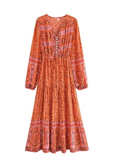 Maxi Dress - Boho Dress - Maxi Boho Sundress - Addison in Pink and Green