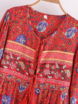 Bohemian Maxi Gown – “Wildfolk Garden” Floral Long Sleeve Dress in Turquoise Bloom