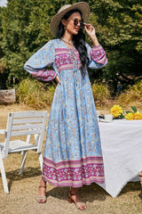 Boho Maxi Gown – “Wild Orchid” Loose Flowing Dress in Blue