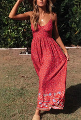 Bohemian Maxi Dress – Elara Floral Summer Dress for Women (Red, Beige, Black)