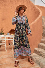 Boho Maxi Gown – “Wild Orchid” Loose Flowing Dress in Black