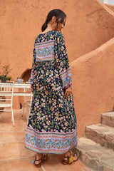 Boho Maxi Gown – “Wild Orchid” Loose Flowing Dress in Black