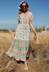 Maxi Dress – “Meadow Breeze” Romantic Boho Floral Dress for Summer Days