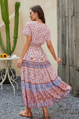 Boho Maxi Dress – Summer Dress – 'Seabreeze Bloom' Sundress in Green, Pink & Blue