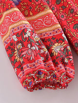 Bohemian Maxi Gown – “Wildfolk Garden” Floral Long Sleeve Dress in Turquoise Bloom