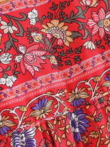 Bohemian Maxi Gown – “Wildfolk Garden” Floral Long Sleeve Dress in Turquoise Bloom