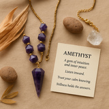 Boho Necklace, Amethysts Hexagonal Cone Pendant Necklace